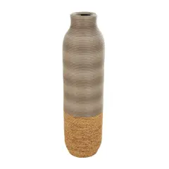 32" Brown SeagrassHandmade Ribbed Vase with Coiled Seagrass Base