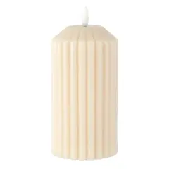 6" Ribbed Wax LED Pillar Candle by Ashland&reg; Ivory