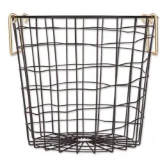 DII&reg; Small Round Black Metal Basket with Gold Handles