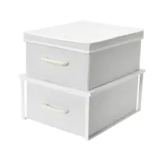 Household Essentials Stacking Storage Boxes Set White