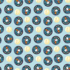 Peanuts Light Blue Lunar Landing Snoopy Needs Space Cotton Fabric