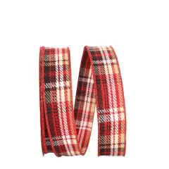 JAM Paper 1.5" x 20yd. Wired Burlington Tweed Plaid Ribbon