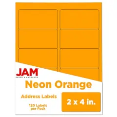 JAM Paper Standard Address Labels, 120ct. Neon Fluorescent Orange
