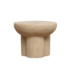 Hello Honey&reg; Tan Rustic Round Magnesia Three-Legged Stool