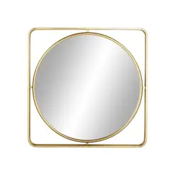 Gold Contemporary Metal Wall Mirror, 34" x 34"