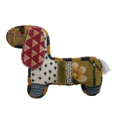 Hello Honey&reg; Multicolor Cotton Patchwork Dog Shaped Pillow with Tassel Tail