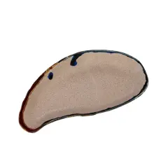 Hello Honey&reg; 21" Cream Stoneware Shell Plate with Reactive Glaze