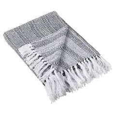 DII&reg; Black Herringbone Stripe Throw
