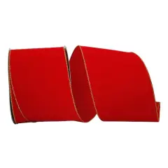Reliant 6" x 50yd. Velvet Wired Value Ribbon Red/Gold
