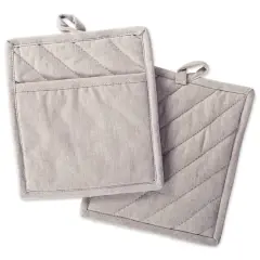 DII&reg; Solid Chambray Potholders, 2ct. Stone Brown