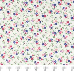 SINGER Purple & Pink Flower on White Cotton Fabric