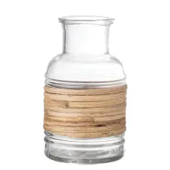 Hello Honey&reg; 6.5" Clear Glass Vase With Wrapped Rattan Accent