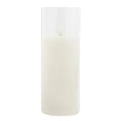 3" x 8" Flickering Flame LED Glass Wax Candle by Ashland&reg; White