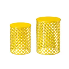 Glitzhome&reg; Multifunctional Metal Garden Stool Set Yellow