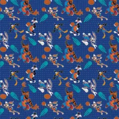 Space Jam Players Tonal Blue Precut Cotton Fabric