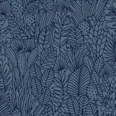 RoomMates Tropical Leaves Sketch Peel & Stick Wallpaper Navy