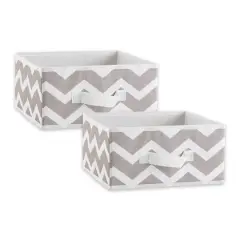 DII&reg; 11" Gray Chevron Square Bin Set, 2ct.