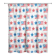 Flags & Stars Pattern Shower Curtain