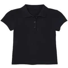 Galaxy by Harvic Short Sleeve Stretch Girl&rsquo;s Pique Polo Shirt Black