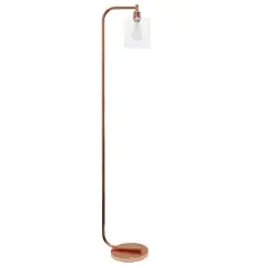 Simple Designs 63" Antique-Style Iron Lantern Floor Lamp Rose Gold