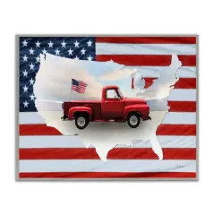 Stupell Industries Farmhouse American Flag Framed Giclee Art Gray