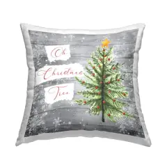Stupell Industries Oh Christmas Tree Winter Snowflakes Throw Pillow