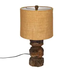 Hello Honey&reg; 24" Natural & Gold Colored Reclaimed Wood Table Lamp with Jute Shade