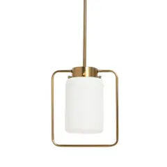 Hello Honey&reg; Robert Stevenson Lighting Ezra Metal & Frosted Glass Convertible Ceiling Light Brushed Brass