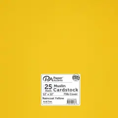 PA Paper&trade; Accents 12" x 12" Muslin 73lb. Cardstock, 25 Sheets Raincoat Yellow