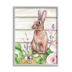 Stupell Industries Spring Flower Garden Country Rabbit Framed Giclee Art Gray