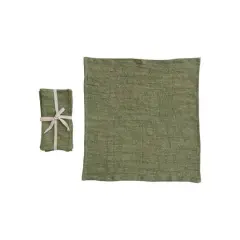 Hello Honey&reg; Large Green Stonewashed Linen Cocktail Napkin Set