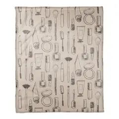 Makeup Icons Coral Fleece Blanket Gray/Cream