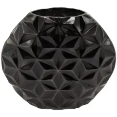 CosmoLiving by Cosmopolitan Aluminum Faceted Geometric Vase Black