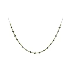 Hello Honey&reg; 6ft. Green Paulownia Wood Beads & Jingle Bells Garland