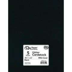 PA Paper&trade; Accents 8.5" x 11" 85lb. Glitter Cardstock, 5 Sheets Black