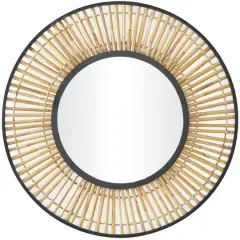 Brown Metal Handmade Weaved Frame Wall Mirror 28" x 1" x 28"