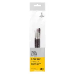 Winsor & Newton&trade; Galeria&trade; Short Handle 3 Piece Brush Set