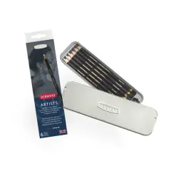 Derwent&reg; Artists Black & White 6 Pencil Tin Set