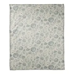 Blue Multicolor Shell Coral Fleece Blanket Gray