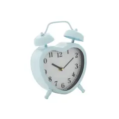 8.5" Metal Heart Farmhouse Clock Blue