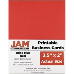 JAM Paper Brite Hue Printable Business Cards, 100ct. Brite Hue Red