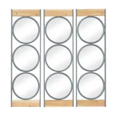 Set of 3 Black Iron Industrial Wall Mirror, 37" x 11"