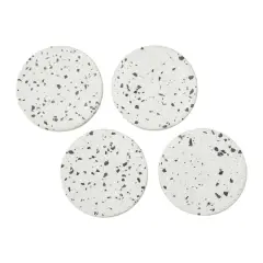 Hello Honey&reg; White Round Terrazzo Coaster Set