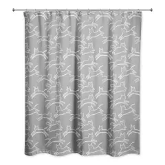 Kitty Shower Curtain Gray