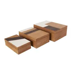 Brown & Cream Wooden Geometric Box Set