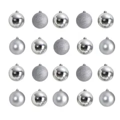 20ct. 3" Silver Shatterproof Christmas Ornaments