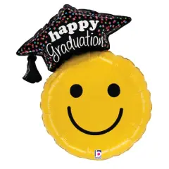 26" Graduation Smiley Shaped Foil Balloon