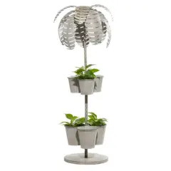 Gray Metal Contemporary 6-Pot Planter