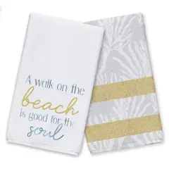 A Walk On The Beach Tea Towel Set Blue/Yellow
