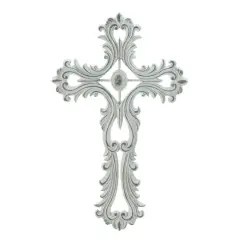Scalloped White Cross 8.5" x 0.25" x 13.5"
